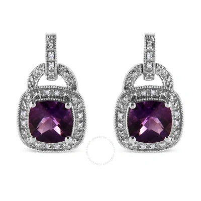 Haus Of Brilliance .925 Sterling Silver 8mm Natural Cushion Shaped Amethyst In White