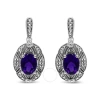 HAUS OF BRILLIANCE HAUS OF BRILLIANCE .925 STERLING SILVER DIAMOND ACCENT AND 8X6MM PURPLE OVAL AMETHYST STUD EARRINGS 