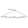 HAUS OF BRILLIANCE HAUS OF BRILLIANCE .925 STERLING SILVER DIAMOND ACCENT HEART AND INFINITY 4-10 ADJUSTABLE BOLO BRACE