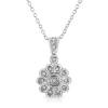 HAUS OF BRILLIANCE HAUS OF BRILLIANCE .925 STERLING SILVER DIAMOND ACCENT SUNBURST MILGRAIN 18" PENDANT NECKLACE (I-J C