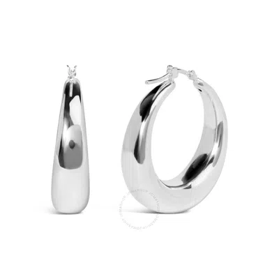 Haus Of Brilliance .925 Sterling Silver Graduated Hoop Earrings - 9mm Wide In White