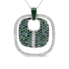 HAUS OF BRILLIANCE .925 STERLING SILVER GREEN ENAMEL PENDANT WITH 1/2 CTTW DIAMOND