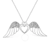 HAUS OF BRILLIANCE HAUS OF BRILLIANCE .925 STERLING SILVER PAVE-SET DIAMOND ACCENT ANGEL WING 18" DOUBLE HEART PENDANT 