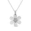 HAUS OF BRILLIANCE HAUS OF BRILLIANCE .925 STERLING SILVER PAVE-SET DIAMOND ACCENT FLOWER 18" PENDANT NECKLACE (I-J COL