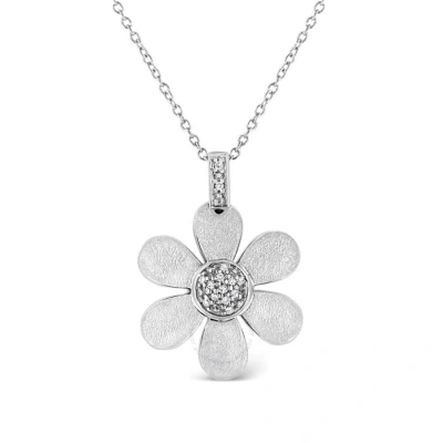 Haus Of Brilliance .925 Sterling Silver Pave-set Diamond Accent Flower 18" Pendant Necklace (i-j Col In White