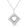 HAUS OF BRILLIANCE HAUS OF BRILLIANCE .925 STERLING SILVER PAVE-SET DIAMOND ACCENT KITE SHAPE 18" PENDANT NECKLACE (I-J