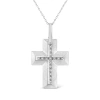 HAUS OF BRILLIANCE HAUS OF BRILLIANCE .925 STERLING SILVER PRONG-SET DIAMOND ACCENT BOLD CROSS 18" PENDANT NECKLACE (I-