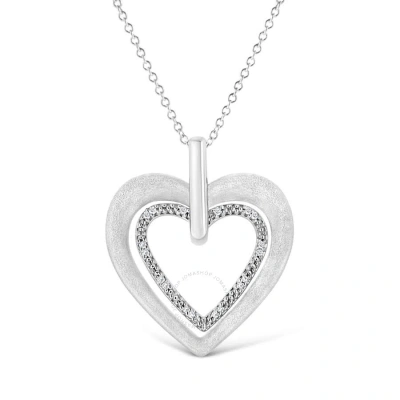 Haus Of Brilliance .925 Sterling Silver Prong-set Diamond Accent Double Heart 18" Pendant Necklace ( In White