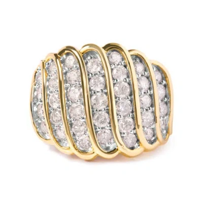 Haus Of Brilliance 14k Yellow Gold Plated .925 Sterling Silver 2.00 Cttw Diamond Multi Row Band Ring In Brown