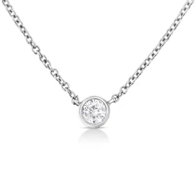 Haus Of Brilliance 10k Gold 0.10 Carat Diamond Classic Bezel-set Solitaire Pendant Necklace With 16"-18" Adjustable Cha In White