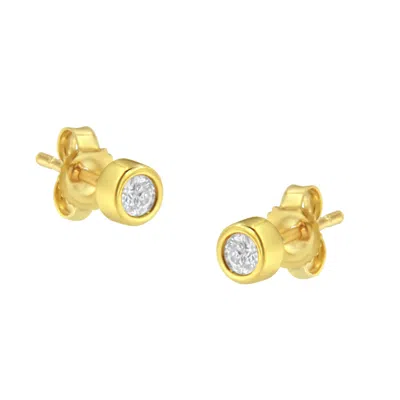 Haus Of Brilliance 10k Gold 0.15 Cttw Round Brilliant-cut Near Colorless Diamond Bezel-set Stud Earrings In Yellow