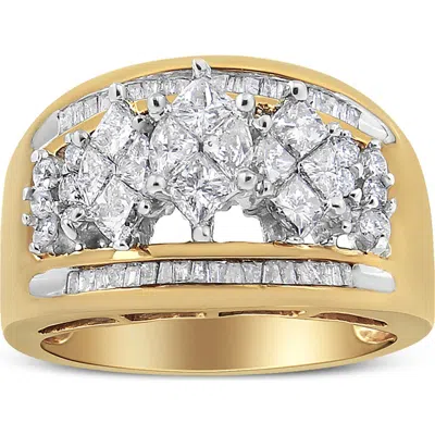 Haus Of Brilliance 10k Yellow And White Gold 1 1/2 Cttw Pear Shaped 3 Stone Style Diamond Ring Band In Multi