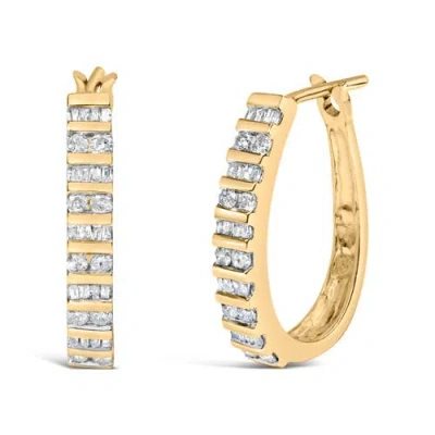 Haus Of Brilliance 10k White Gold 1.0 Cttw Alternating Diamond "u" Hoop Earrings