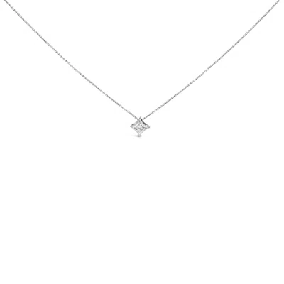 Haus Of Brilliance 10k Gold 1/10 Cttw Bezel Set Solitaire Princess Cut Diamond Kite Shaped Pendent Necklace In White