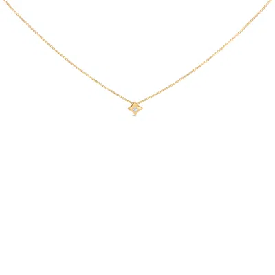 Haus Of Brilliance 10k Gold 1/10 Cttw Bezel Set Solitaire Princess Cut Diamond Kite Shaped Pendent Necklace In Yellow