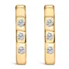 Haus Of Brilliance 10k Yellow Gold 1/10 Cttw Three Stone Lab Grown Diamond Oval Huggies Hoop Earring In Gold