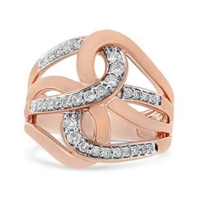 Haus Of Brilliance 10k Rose Gold 1/2 Cttw Round-cut Diamond Intertwined Multi-loop Cocktail Ring In Pink