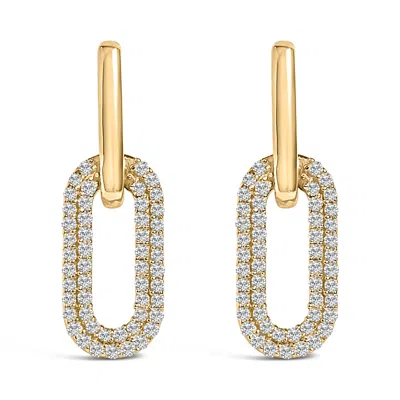 HAUS OF BRILLIANCE 10K GOLD 1/2 CTTW LAB GROWN DIAMOND DANGLING PAPERCLIP DROP EARRINGS