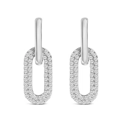 HAUS OF BRILLIANCE 10K GOLD 1/2 CTTW LAB GROWN DIAMOND DANGLING PAPERCLIP DROP EARRINGS