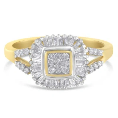 Haus Of Brilliance 10k Gold 1/2 Cttw Round And Baguette Diamond Ballerina Ring In Yellow