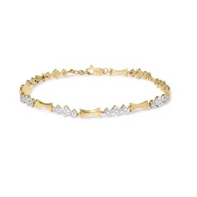 Haus Of Brilliance 10k Gold 1/3 Cttw Diamond Miracle Set Alternating Bar And Link Bracelet In Multi