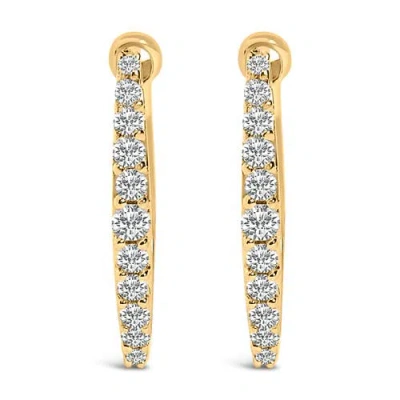 Haus Of Brilliance 10k Yellow Gold 1/4 Cttw Lab Grown Diamond Heart Shaped Huggy Hoop Earrings
