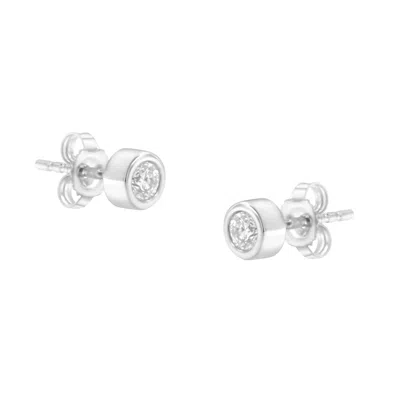 Haus Of Brilliance 10k Gold 1/4 Cttw Round Brilliant-cut Near Colorless Diamond Bezel-set Stud Earrings In White
