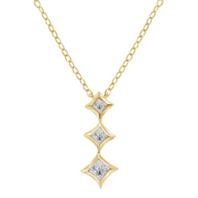 Haus Of Brilliance 10k Gold 1/5 Cttw Princess Cut Diamond 3 Stone Drop Pendant Necklace In Yellow