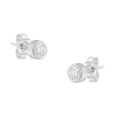 Haus Of Brilliance 10k Gold 1/5 Cttw Round Brilliant-cut Near Colorless Diamond Bezel-set Stud Earrings In White