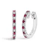 Haus Of Brilliance 10k Gold Alternating Diamond And Red Ruby Huggy Hoop Earrings In White
