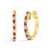 Haus Of Brilliance 10k Gold Alternating Diamond And Red Ruby Huggy Hoop Earrings In Yellow