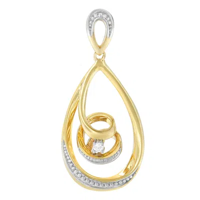 Haus Of Brilliance 10k Gold Brilliant-cut Diamond-accented Open Teardrop Twisted Curl 18" Pendant Necklace In Yellow