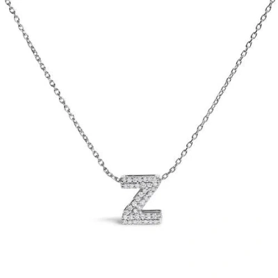 Haus Of Brilliance 10k Gold Diamond Accent "a-z" Initial Bubble Pendant Necklace In Silver
