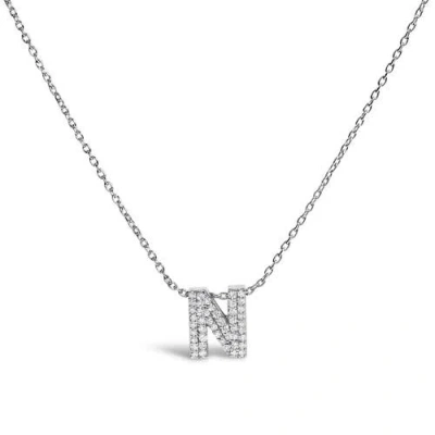Haus Of Brilliance 10k Gold Diamond Accent "a-z" Initial Bubble Pendant Necklace In Silver