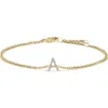 Haus Of Brilliance 10k Gold Diamond Accent "a-z" Initial Charm And Link Bracelet In Gold