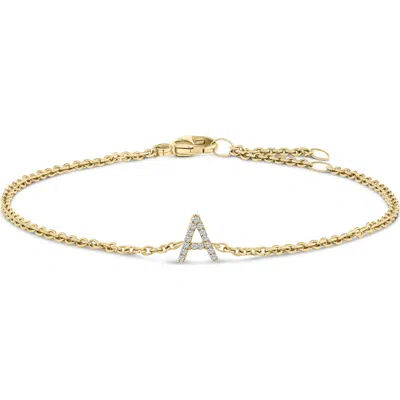 Haus Of Brilliance 10k Gold Diamond Accent "a-z" Initial Charm And Link Bracelet