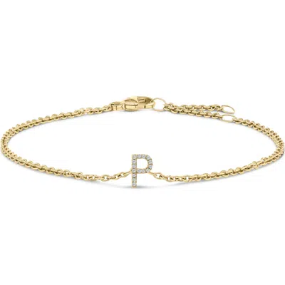 Haus Of Brilliance 10k Gold Diamond Accent "a-z" Initial Charm And Link Bracelet