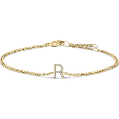Haus Of Brilliance 10k Gold Diamond Accent "a-z" Initial Charm And Link Bracelet