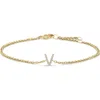 Haus Of Brilliance 10k Gold Diamond Accent "a-z" Initial Charm And Link Bracelet In Gold