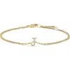Haus Of Brilliance 10k Gold Diamond Accent "a-z" Initial Charm And Link Bracelet In Gold