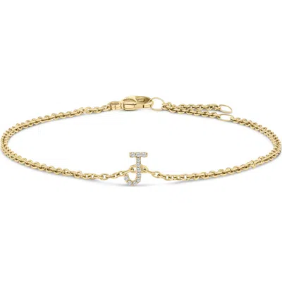 Haus Of Brilliance 10k Gold Diamond Accent "a-z" Initial Charm And Link Bracelet