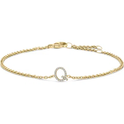 Haus Of Brilliance 10k Gold Diamond Accent "a-z" Initial Charm And Link Bracelet