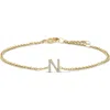 Haus Of Brilliance 10k Gold Diamond Accent "a-z" Initial Charm And Link Bracelet In Gold