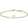 Haus Of Brilliance 10k Gold Diamond Accent "a-z" Initial Charm And Link Bracelet