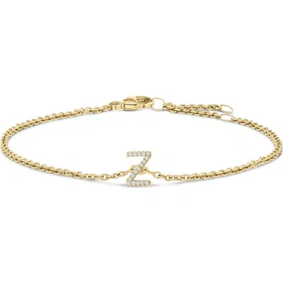 Haus Of Brilliance 10k Gold Diamond Accent "a-z" Initial Charm And Link Bracelet