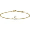 Haus Of Brilliance 10k Gold Diamond Accent "a-z" Initial Charm And Link Bracelet