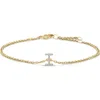 Haus Of Brilliance 10k Gold Diamond Accent "a-z" Initial Charm And Link Bracelet