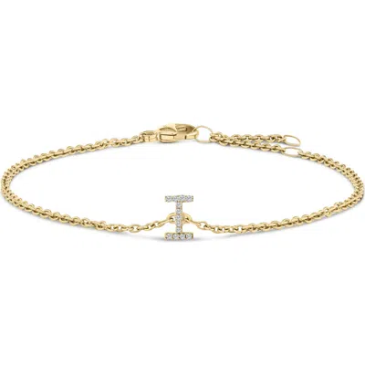 Haus Of Brilliance 10k Gold Diamond Accent "a-z" Initial Charm And Link Bracelet