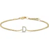 Haus Of Brilliance 10k Gold Diamond Accent "a-z" Initial Charm And Link Bracelet