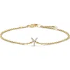 Haus Of Brilliance 10k Gold Diamond Accent "a-z" Initial Charm And Link Bracelet